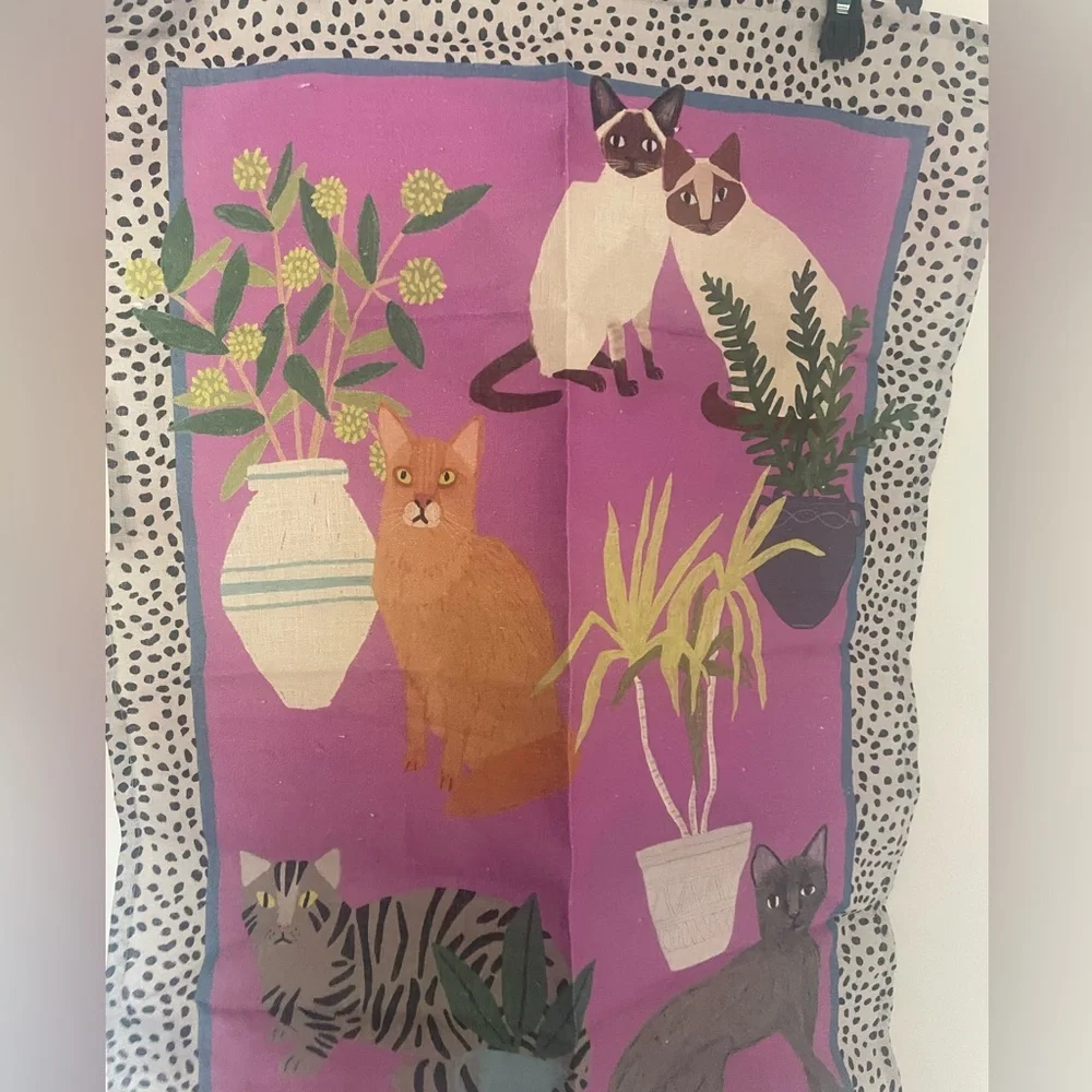 Avenida Home Cat Linen Kitchen Towel New Anne Bentley